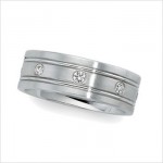 3w - Band With 2 Carved Lines & Diamonds